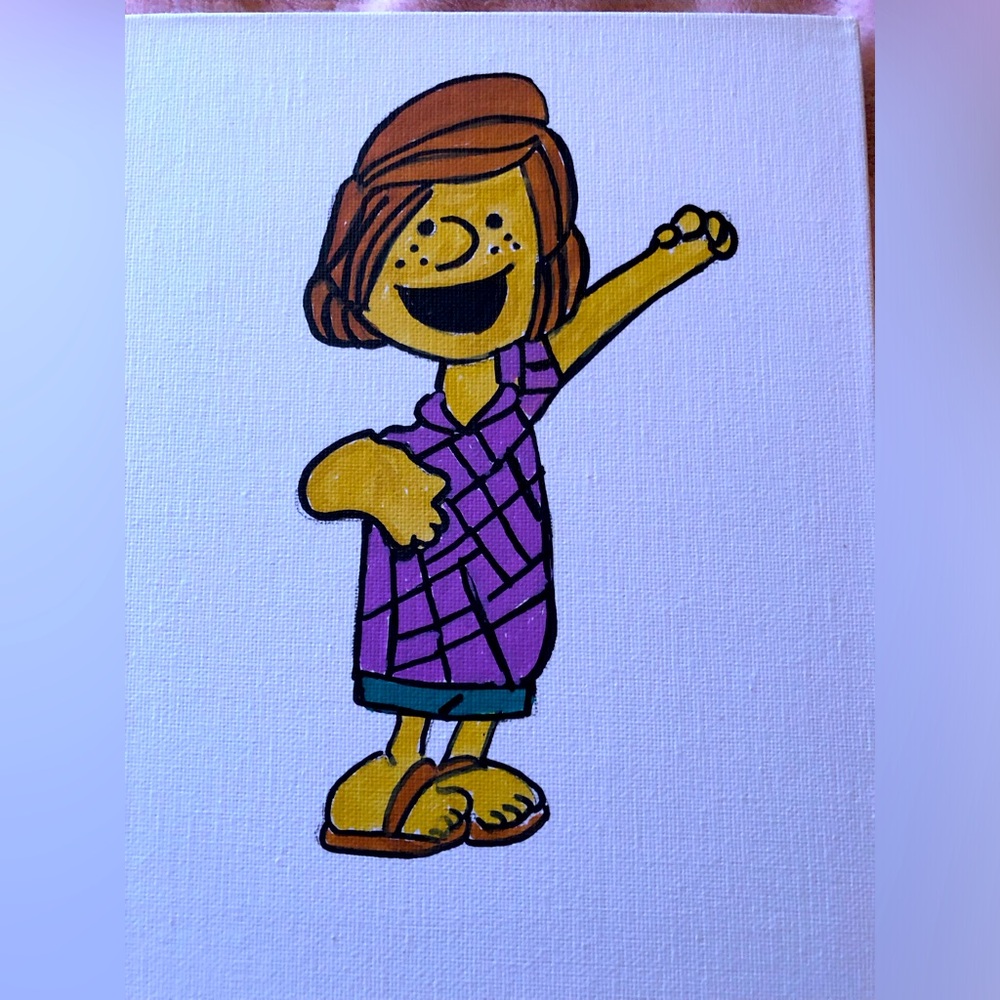 Purple and Yellow Cartoon Character Art Print canvas